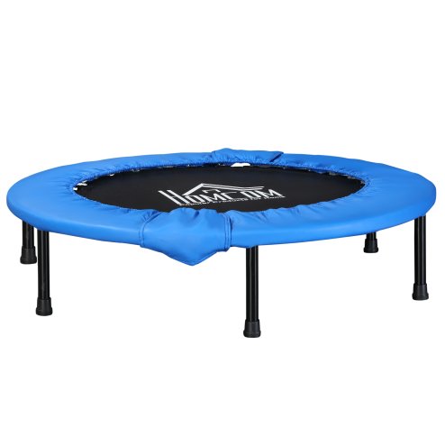 HOMCOM 96cm Mini Fitness Trampoline Home Gym Yoga Exercise Rebounder Indoor Outdoor Jumper with Safety Pad, Support Up to 100 KG, Blue and Black Image