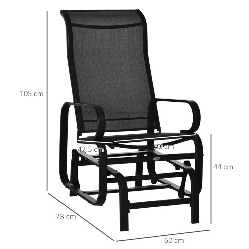 Outsunny Outdoor Gliding Rocking Chair with Sturdy Metal Frame Garden Comfortable Swing Chair for Patio, Garden and Poolside, Black