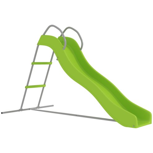 AIYAPLAY Wavy Slide for Kids, Freestanding Garden Slide with Climbing Ladder, Non-skid Steps, Outdoor Playground Equipment for Ages 3-8 Years, Green
