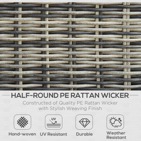Outsunny 5 Piece Rattan Garden Furniture Set w/ 10cm Thick Cushions, Aluminium Frame Wicker Outdoor Balcony Sofa Set with Corner Armchairs, Ottomans, and Glass Top Table, Mixed Grey
