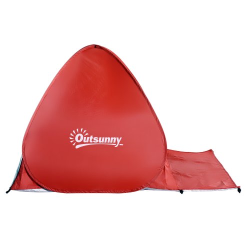 Outsunny Pop up Beach Tent, UV 30+ Portable Sun Shelter with Carry Bag, 2x1.5m for 2-3 Person, Red
