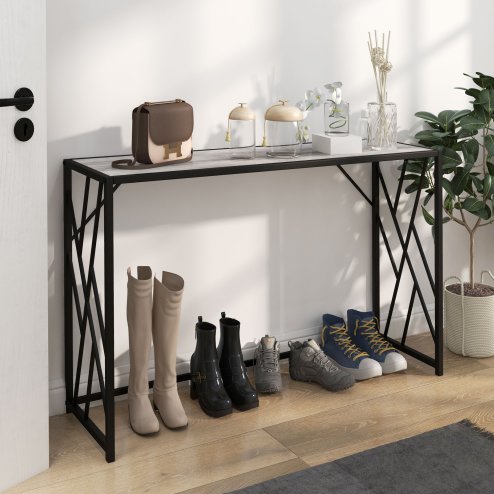 HOMCOM Console Table, Industrial Sofa Table with Metal Frame for Living Room, Hallway, 120cm, Grey Image