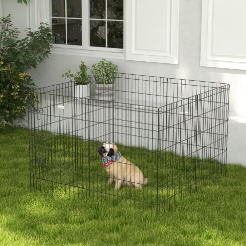 PawHut Dog Pen, 8 Panel Dog Playpen, DIY Design with Door, for Medium Dogs, Puppies, Small Animals, for Indoor/Outdoor Use, 91cm High