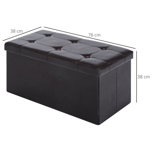 HOMCOM Folding Faux Leather Storage Cube Ottoman Bench Seat PU Rectangular Footrest Stool Box 