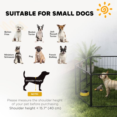 PawHut Dog Pen, 6 Panel Puppy Pen, Steel Dog Playpen, for Small Breeds, 60cm Tall, Black