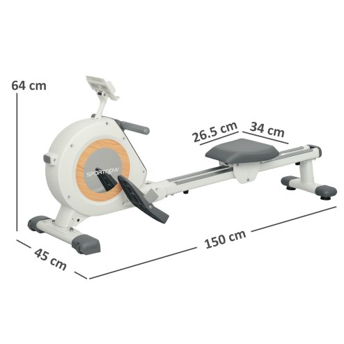SPORTNOW Rowing Machine, 16-Level Magnetic Rower Machine with LCD Monitor and Phone Holder, Vertical Storage, for Home Gym Cardio Training, White
