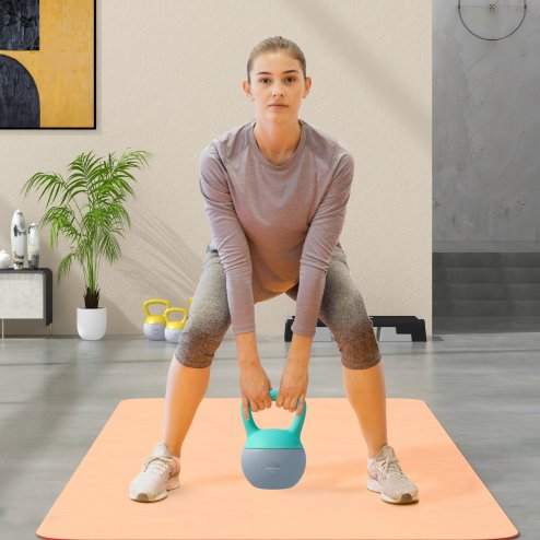 SPORTNOW Soft Kettlebell, 6kg Kettle Bell with Non-Slip Handle for Home Gym Weight Lifting and Strength Training, Grey and Green