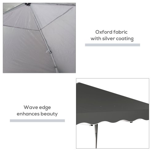 Outsunny 3x3(m) Pop Up Gazebo, Foldable Party Tent with Wave Edge and Carry Bag, Height Adjustable Festival Camping Canopy for Garden Outdoor, Grey