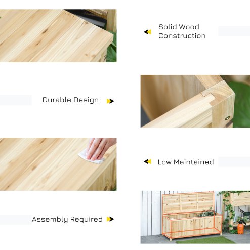 Outsunny Garden Arch Wood Bench Outdoor Storage Box Garden Furniture Chair 115L x 45W x 75Hcm, Natural