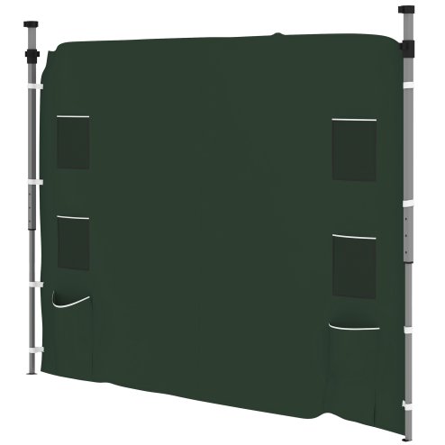 Outsunny Gazebo Side Panel, Canopy Sidewall Panel with 4 Mesh Bags and 2 Storage Pockets for 3 x 3 m Straight Leg Pop Up Gazebos, 1 Pack Sidewall Only, Green
