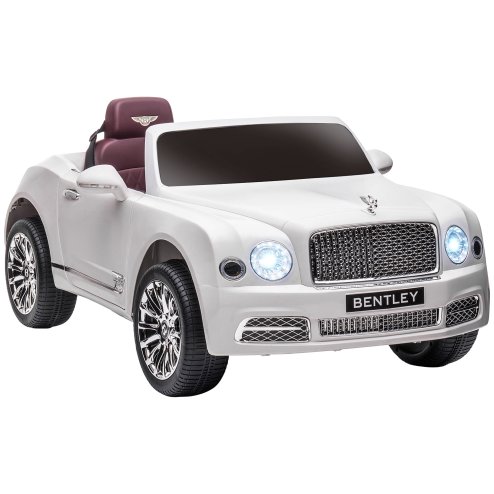 HOMCOM Bentley Mulsanne Licensed Kids Electric Ride On Car 12V Powered Toy Car w/ Remote Control, Music, Horn, Lights, MP3 Slot, Suspension Wheels, for Ages 3-6 Years - White