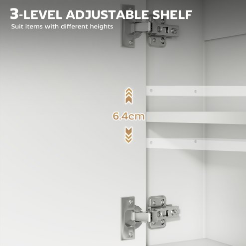 HOMCOM Bathroom Mirror Cabinet Wall Mounted with Soft-Close Doors and Adjustable Shelf, Industrial Bathroom Wall Cabinet with Open Storage, 60 x 16 x 60 cm