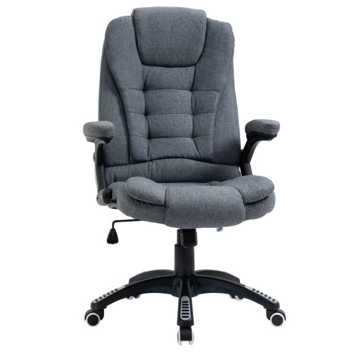 Vinsetto Executive Office Chair, Linen Ergonomic Desk Chair, Swivel Computer Chair with 130° Reclining Back, Adjustable Height and Armrests for Home and Work, Grey