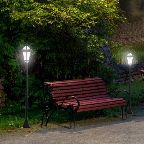 Outsunny 2 PCS 1.3M Garden Solar Lamp Post Lights Solar Powered LED Lantern Patio Pathway Walkway Outdoor Water-Resist Auto Switch 6 Hours Black Image