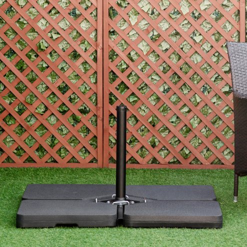 Outsunny Set of 4 Parasol Base Weights, Umbrella Weight Set for Banana Hanging Cantilever Umbrella, Can Be Filled with Sand or Water, Black