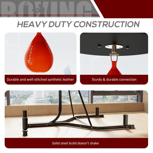 HOMCOM 2-in-1 170-190cm Freestanding Boxing Punch Bag Hanger, Speed Ball Station Platform, for Home, Gym, Black