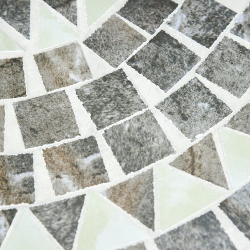 Outsunny 60 cm Mosaic Garden Table, Small Round Outdoor Side Table with Ceramic Top, Plant Stand for Patio, Balcony, Grey and Green