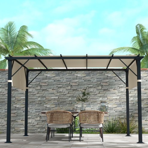 Outsunny 2 PCS Pergola Canopy Replacement, 4.9 x 1.2m UV Protection Pergola Cover, Easy to Install, for 3 x 3(m) Pergola, Cream White