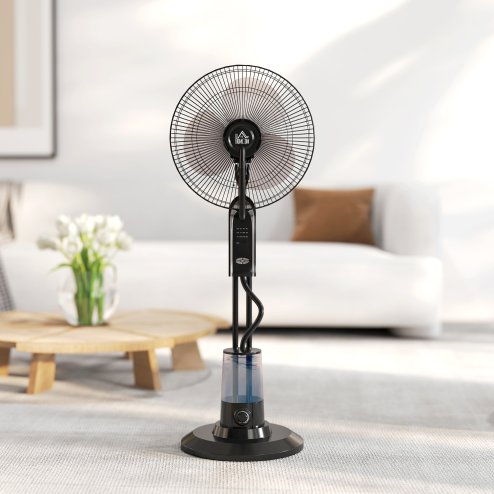HOMCOM Pedestal Fan with Water Mist Spray, Spray Misting Fan with 70° Oscillation, Tilt Head, 3 Speeds, 3 Modes, Adjustable Mist, 3.2L Water Tank, for Home, 120 cm