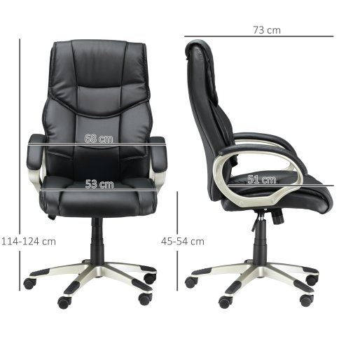 HOMCOM High Back Computer Office Chair Faux Leather Swivel Desk Chair with Adjustable Height Rocking Function