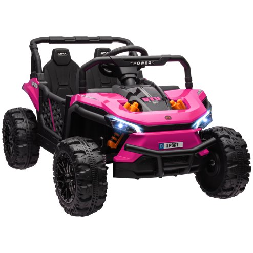 AIYAPLAY Kids Ride on Car, 12V Battery Powered Electric Truck with Remote Control, 4 Suspension Wheels, Horn, Lights, Music, USB, for Ages 3-5 Years, Pink