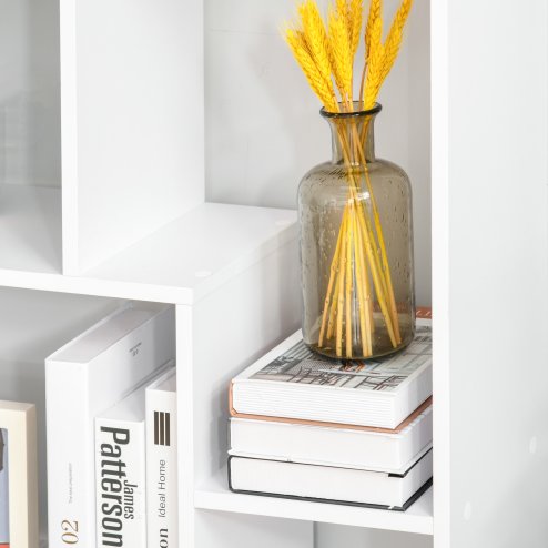 HOMCOM 8-Tier Freestanding Bookcase w/ Melamine Surface Anti-Tipping Foot Pads Home Display Storage Grid Stand Bedroom Living Room Furniture Modern Style 