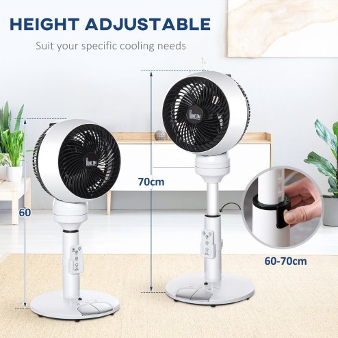 HOMCOM 9'' Air Circulator Fan 3 Speed 3 Mode, 70° Oscillation 90° Vertical Tilt, Remote Controller, for Living Room, Bedroom, Office, Black and White
