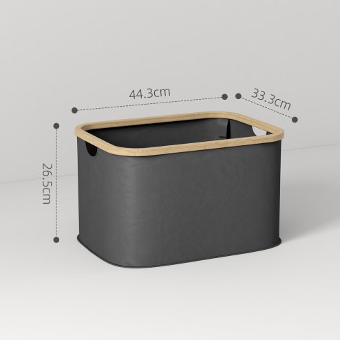 HOMCOM Laundry Basket, 36L Collapsible Laundry Hamper with Groove Handles, Washing Basket for Bathroom, Bedroom, Laundry Room, Black