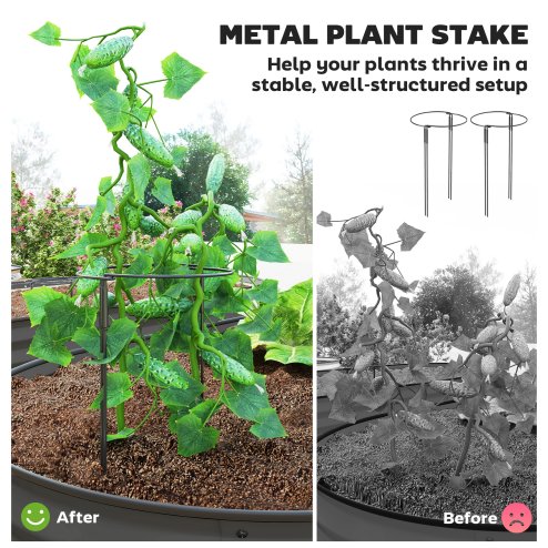 Outsunny Set of 2 Raised Beds for Garden, Outdoor Galvanised Planter Box with Plant Support Stakes, Rubber Strap Edging and Bottomless for Flower, Vegetable, 181 x 93 x 30 cm, Dark Grey