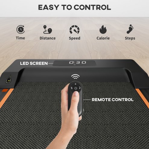 SPORTNOW 2.5HP Folding Treadmill Walking Pad, 1-6km/h Under Desk Treadmill, with Remote Control, LED Display and Phone Holder for Home Gym Office, No Assembly, Orange