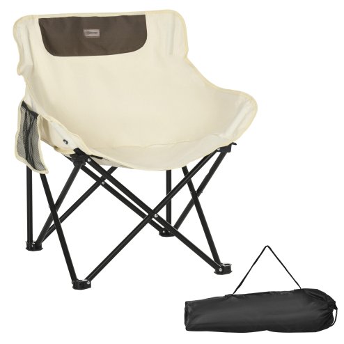 Outsunny Camping Chair, Lightweight Folding Chair with Carrying Bag and Storage Pocket, Perfect for Festivals, Fishing, Beach and Hiking, White Image