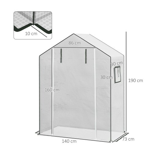 Outsunny Walk-in Greenhouse Cover Replacement with Roll-up Door and Mesh Windows, Reinforced PE Hot House, Cover COVER ONLY, 140 x 73 x 190cm, White