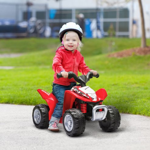 AIYAPLAY Honda Licensed Kids Electric Quad Bike, 6V Ride On Car ATV Toy, with LED Light, Horn, for 1.5-3 Years, Red
