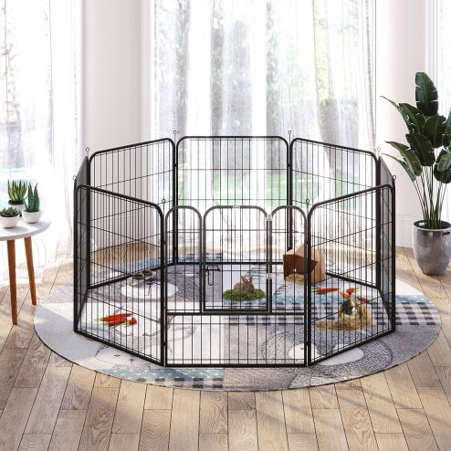 PawHut Dog Pen 8 Panels Puppy Pen Heavy Duty Pet Playpen for Indoor Outdoor for Dogs, Rabbits, Ducks 80cm High