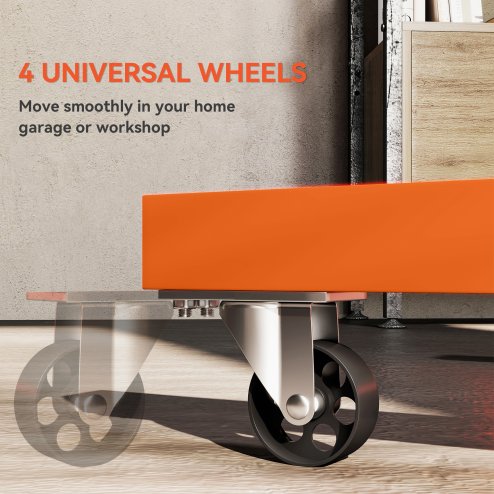 HOMCOM Engine Stand, 570 kg Rotating Engine Stand with 360 Degree Adjustable Head, 4 Mounting Arms, Heavy Duty Steel Support, Universal Wheels for Garage Workshop Auto Repair, Orange