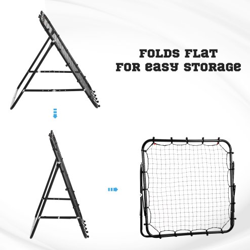 HOMCOM Rebounder Net Practise Kickback Target Goal with 5 Angles, for Teens, Adults, Softball, Football Training, Black