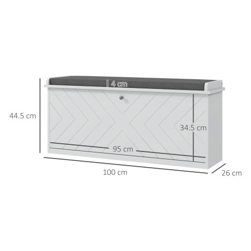 HOMCOM Shoe Bench, Entryway Bench with Flip Drawer, Seating Cushion and Adjustable Shelf for 10 Pairs of Shoes for Hallway, White