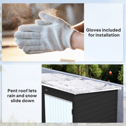 Outsunny 6 x 4ft Metal Garden Shed, Easy to Assemble, Galvanised Steel Shed with Lockable Door and Gloves, Outdoor Tool Storage Shed for Garden, Patio, Dark Grey