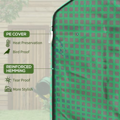 Outsunny Walk-in Greenhouse Cover Replacement with Roll-up Door and Mesh Windows, Reinforced PE Hot House Cover, COVER ONLY, 140 x 143 x 190cm, Green