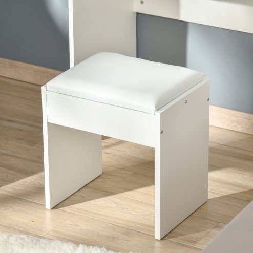 HOMCOM Dressing Table with Flip-Up Mirror and Cushioned Stool, Makeup Vanity Desk with Hidden Compartments and Storage Drawer, Convertible Writing Table for Bedroom, White