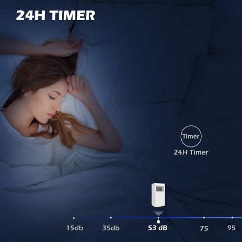 HOMCOM 7000 BTU Air Conditioning Unit, 3-in-1 Portable Air Conditioner, Dehumidifier, Cooling Fan with 2 Speeds, Remote Control, Digital Display, 24H Timer, Window Venting Kit, 26m²