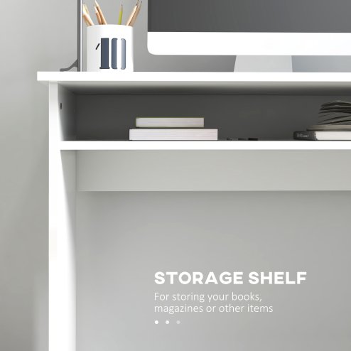 HOMCOM Modern Computer Desk, Home Office Table, Small Writing Desk with Storage Shelf, 90 x 50cm