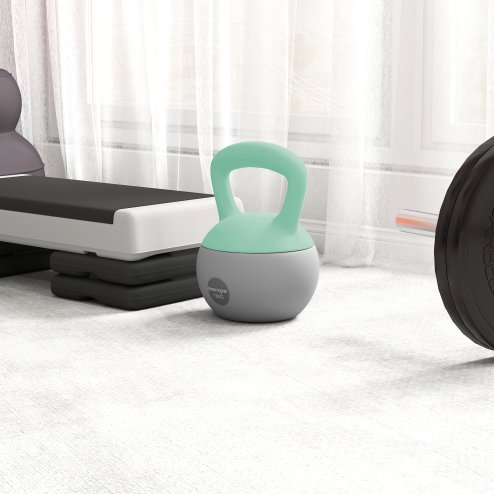 SPORTNOW Soft Kettlebell, 12kg Kettle Bell with Non-Slip Handle for Home Gym Weight Lifting and Strength Training, Grey and Green