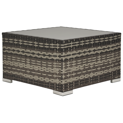 Outsunny Rattan Garden Coffee Table, 65 cm Square Garden Rattan Table with Tempered Glass Top, All-Weather Wicker Bistro Outdoor Furniture for Patio, Balcony, Porch, Deep Grey