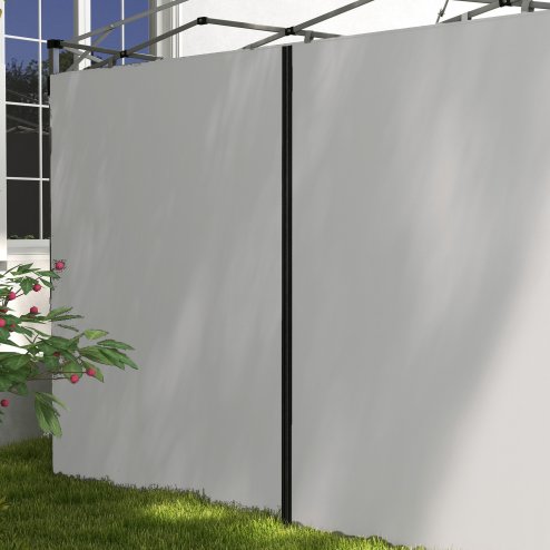 Outsunny Gazebo Side Panels with Zipped Doors, for 3x3 m or 3x6 m Pop Up Gazebo, 2 Pack Sides Replacement, Light Grey