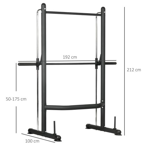 HOMCOM Smith Machine Squat Rack with Pull-Up Bar, Adjustable Weight Rack, Multi-Functional Weight Lifting Barbell Stand for Home, Gym, Strength Training