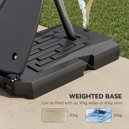 SPORTNOW Basketball Hoop Outdoor, Height Adjustable Basketball Hoop and Stand with Weighted Base, Portable on Wheels, 2.4-2.9m, Red