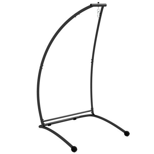 Outsunny Hammock Chair Stand, C Shape Hanging Heavy Duty Metal Frame Hammock Stand for Hanging Hammock Air Porch Swing Chair, Indoor & Outdoor Use, Black Image