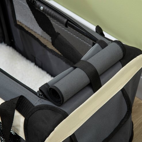 PawHut 51cm Foldable Pet Carrier for Miniature Dogs, Portable Cat Carrier Soft Side Pet Travel Crate with Removable Mat, Breathable Mesh - Grey