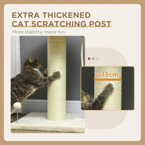 PawHut 83cm Cat Tree, Cat Tower for Indoor Cats w/ Sisal scratching posts, Enlarged Kitten Bed, Ball & String Toy - Cream